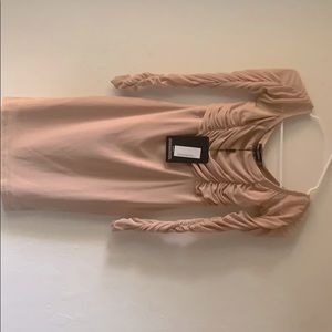 PLT Beige mini dress, ruched on top